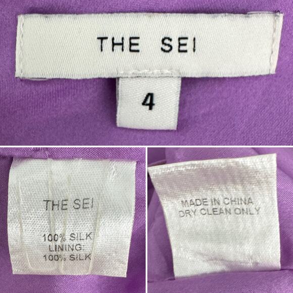 The Sei Asymmetrical Draped Mini Dress One Shoulder Silk Satin Purple size 4 - Picture 10 of 14